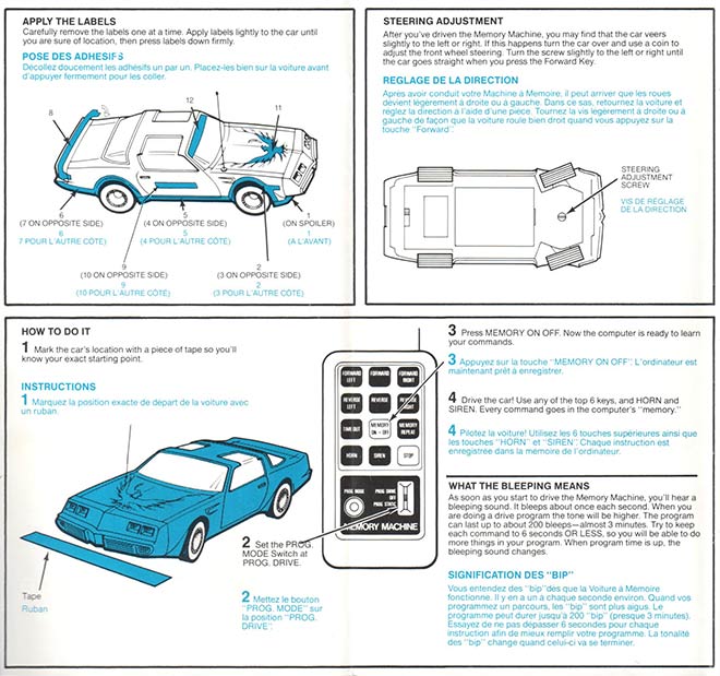 Pontiac Firebird - Mattel (1980) INSTRUCTIONS